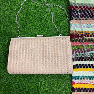 Estee & Lilly‎ Baby Pink Beaded Sequin Chain Crossbody Clutch Bag